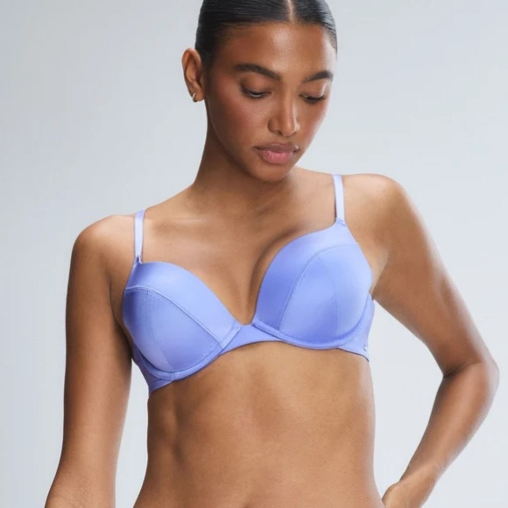 NWT Savage X Fenty Slipper Satin Push Up Plunge Bra 34C & Brazilian Panty S F35